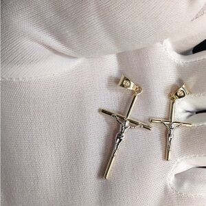 14k yellow and white gold cross